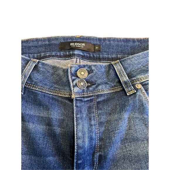 Hudson Jeans size 12(31) Beth Baby Boot Cut Jeans Dark Wash Flap Pocket Y2k - Picture 4 of 10